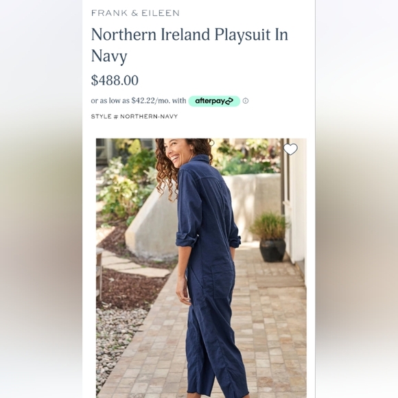 Frank & Eileen Northern Ireland Playsuit in Navy size Large - Picture 2 of 5